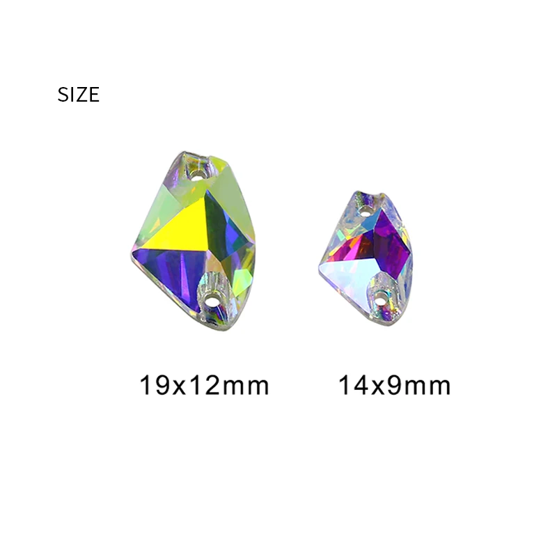 K5 Glass Sew On Rhinestone AB Color Flatback Crystal Galactic Sewing Stone Size 9*14 12*19 Fabric Accesories For Wedding Dress