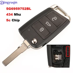 jingyuqin Oryginalny 434Mhz 5C Chip Flip Remote Keyless Go do VW TAYRON T-ROC Tiguan Car Key Fob 5G6 959 752 BL Oryginalna część