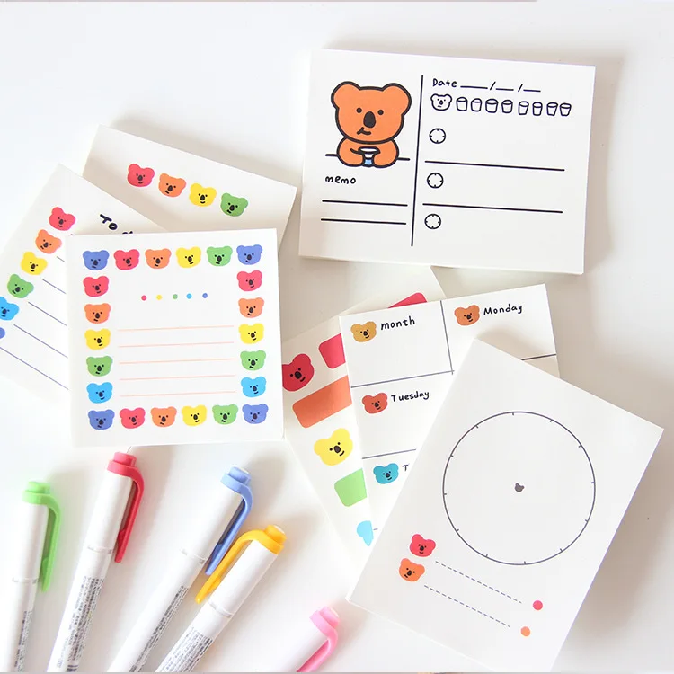 

SIXONE 50 Sheets Ins Rainbow Koala Memo Pad School Students To Do List Portable Weekly Planner Stickers Kawaii Diy Stationery