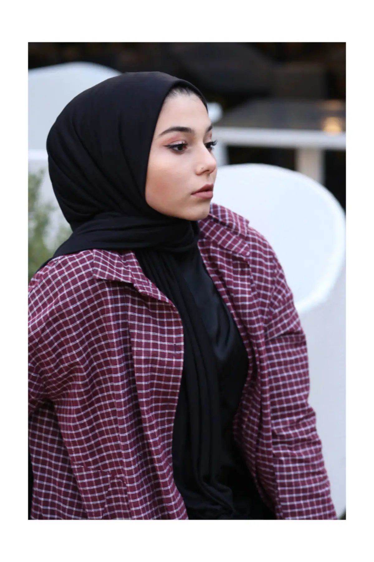 Combed cotton Shawl Py10 Black