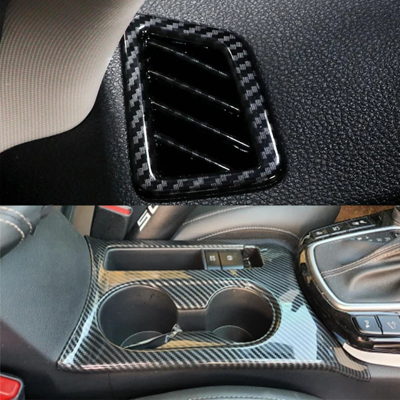 Window Lift Switch Panel Air AC Vent Outlet Water Cup Holder Cover Trim ABS Carbon Fiber Interior For Kia Seltos 2019 2020 2021