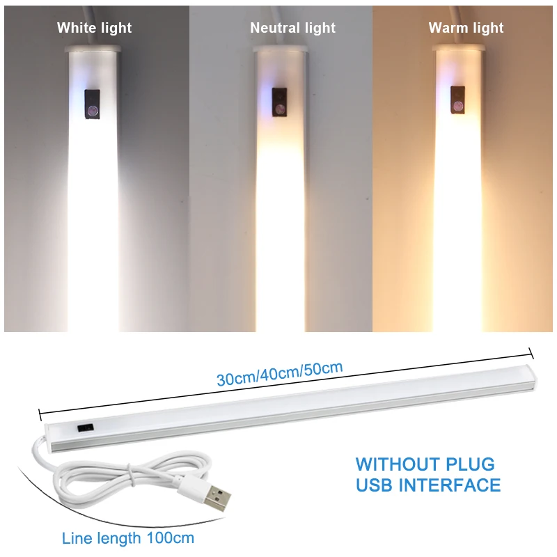 Imagem -02 - Usb Led Strip Desk Lamp com Interruptor de Mão Sensor de Movimento Abajur para Crianças Sala de Estudo sob Gabinete Luzes da Cozinha 5v