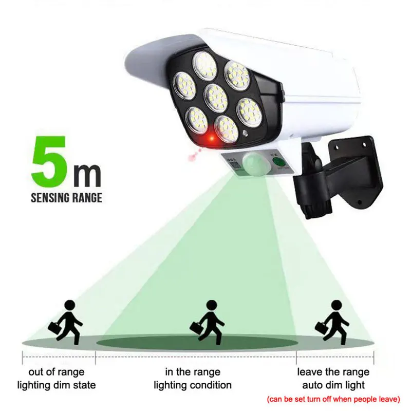 LED Solar Induction Wall Lamp Anti-thief Simulation Monitoring Wall Light with Remote for Home,Street,Swimming Pool,Courtyard