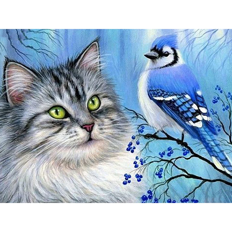 

5D DIY Diamond Painting Cat Bird Full Square Round Drill AnimalDiamond Embroidery Cross Stitch Mosaic Home Decoration Gift L087