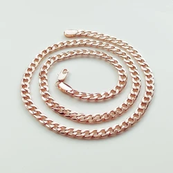 New Trendy Women Men Necklace 585 Rose Gold Color Jewelry Women Bijouterie Link Chain Necklace 5MM 60cm Long Necklace Gift