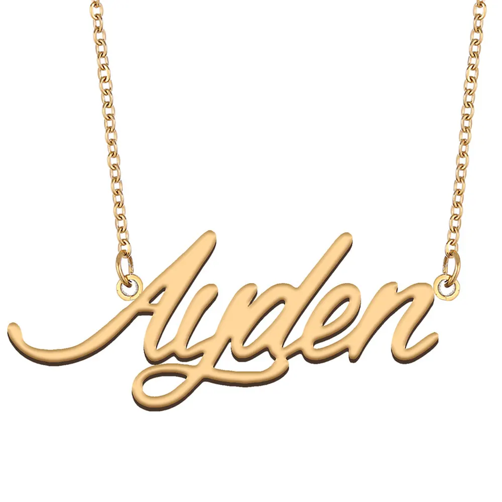 

Ayden ожерелье с именем для женщин, персонализированные ювелирные изделия из нержавеющей стали с золотым покрытием, аксессуары для женщин, подарок матери, девушке