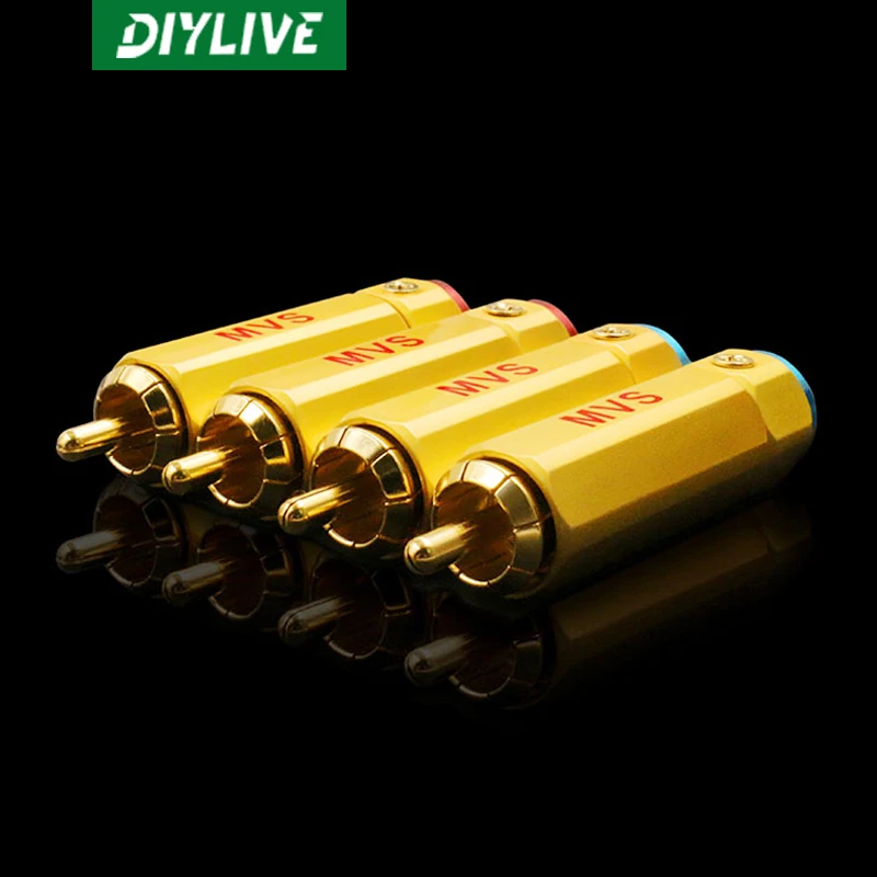 DIYLIVE MVS Pure Copper Gold Plated RCA Plated Self-locking Lotus Plug Fever Audio Sound Signal Lotus Plug