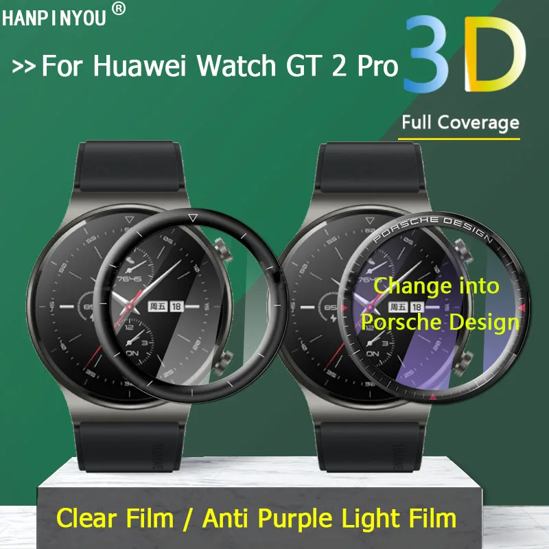 For Huawei Watch GT 2 Pro Porsche Clear / Purple Light Full Cover 3D Curved Plating Soft PMMA Film Screen Protector -Not  Glass