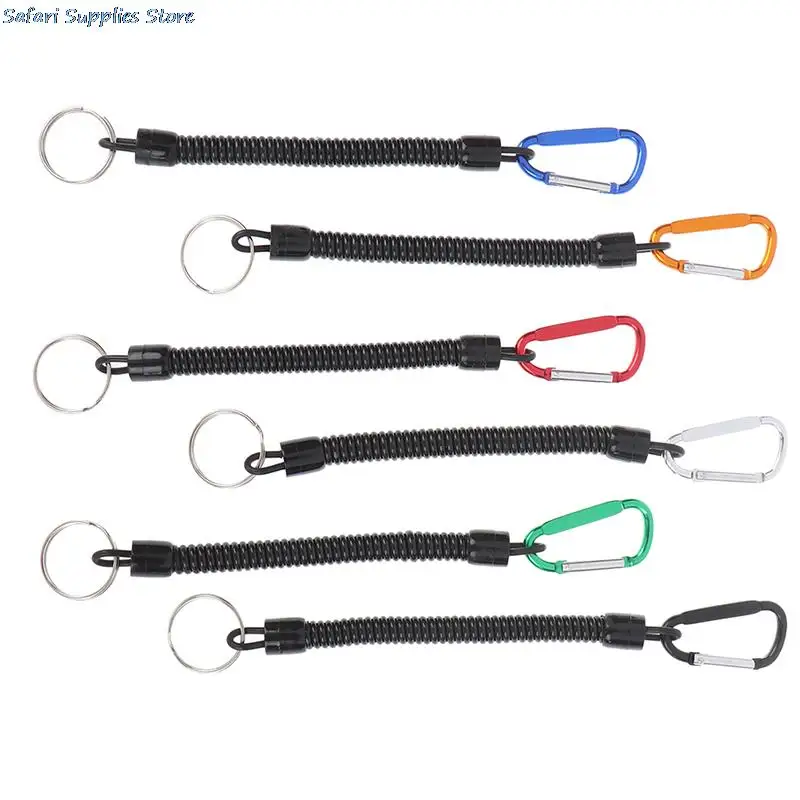 Portable Fishing Lanyards Rope Boating Kayak Camping Secure Carabiner Secure Lock Grips Tackle Tools With Spring