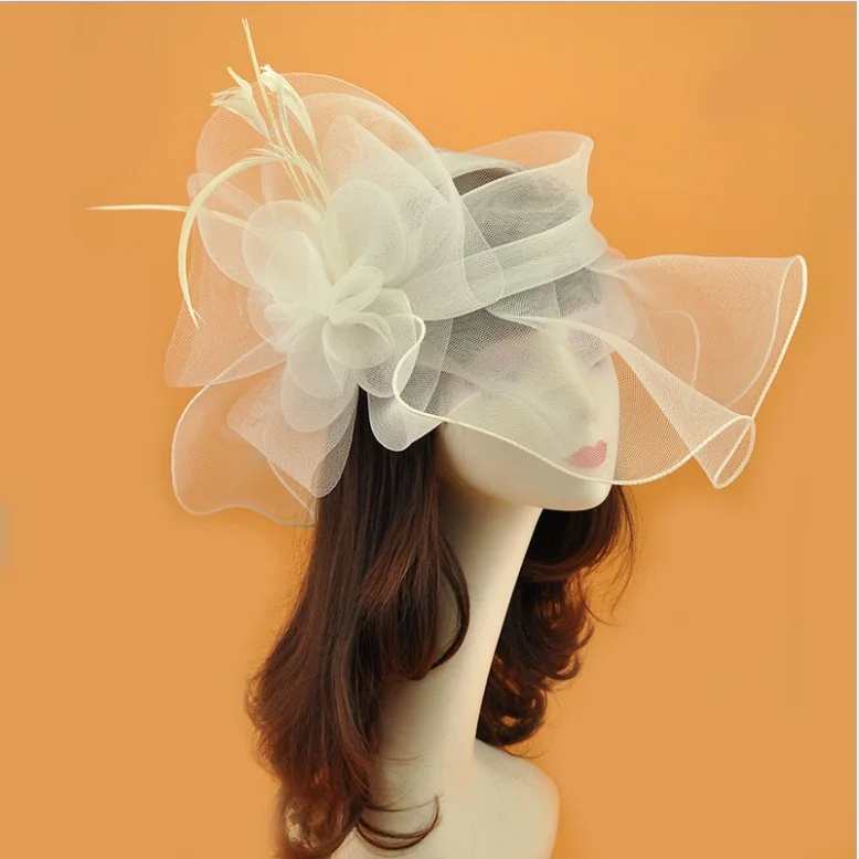 New Black white Net Flower Fascinator Hat Hairpin Fashion women Fancy Show Cocktail Party Mesh Hair Accessories Wedding Hat