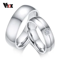 Vnox anel de aliança de casamento simples de aço inoxidável para mulheres e homens nunca desbota feminino clássico aliança personalizada