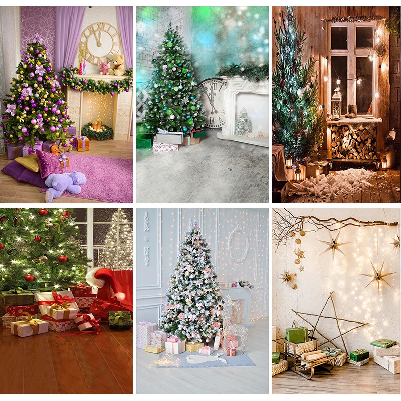 عيد الميلاد التصوير خلفية شجرة هدايا الكريسماس صندوق الشتاء الثلوج الخشب الطابق الطفل الديكور صورة خلفية الدعامة 5X7ft