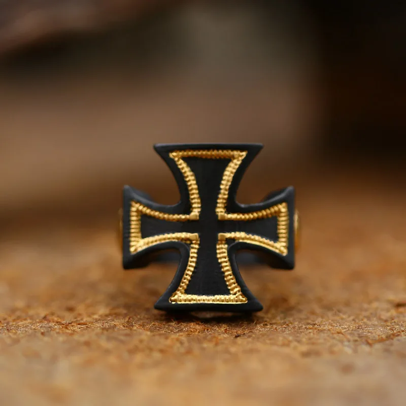 BEIER World War II Iron Cross Man\'s Stainless Steel Fashion Ring German Army Iron Cross /Skull Ring Personality BR8-760 US Size