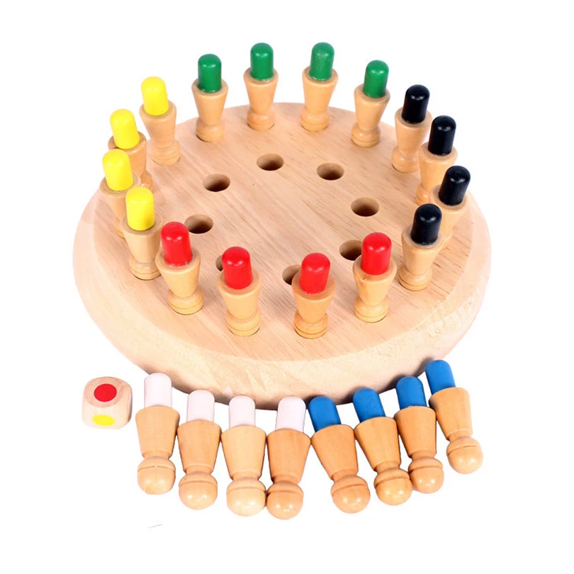 Wooden Memory Match Stick Chess Color Game Board Puzzles Montessori Educational Toy Cognitive Ability Learning Toys For Children