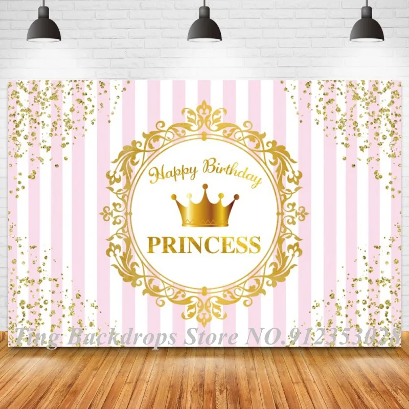 Blue Striped Prince Boy Birthday Photo Background Cake Smash Pink White Princess Girl Backdrops For Newborn Baby Table Decor