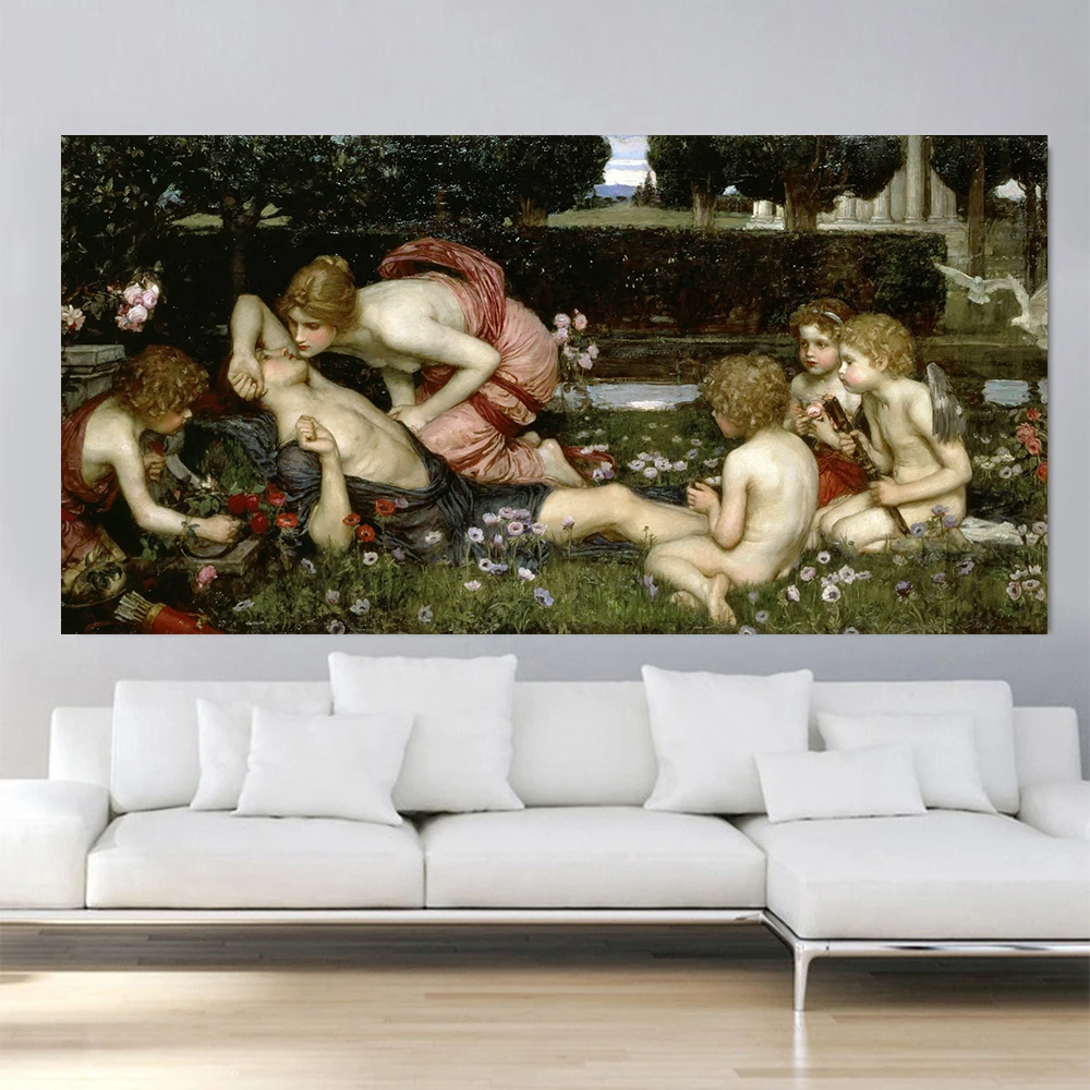 Citon William Waterhouse《The Awakening of Adonis》Canvas Art Oil Painting Artwork Picture Wall Decor Home Living room Decoration