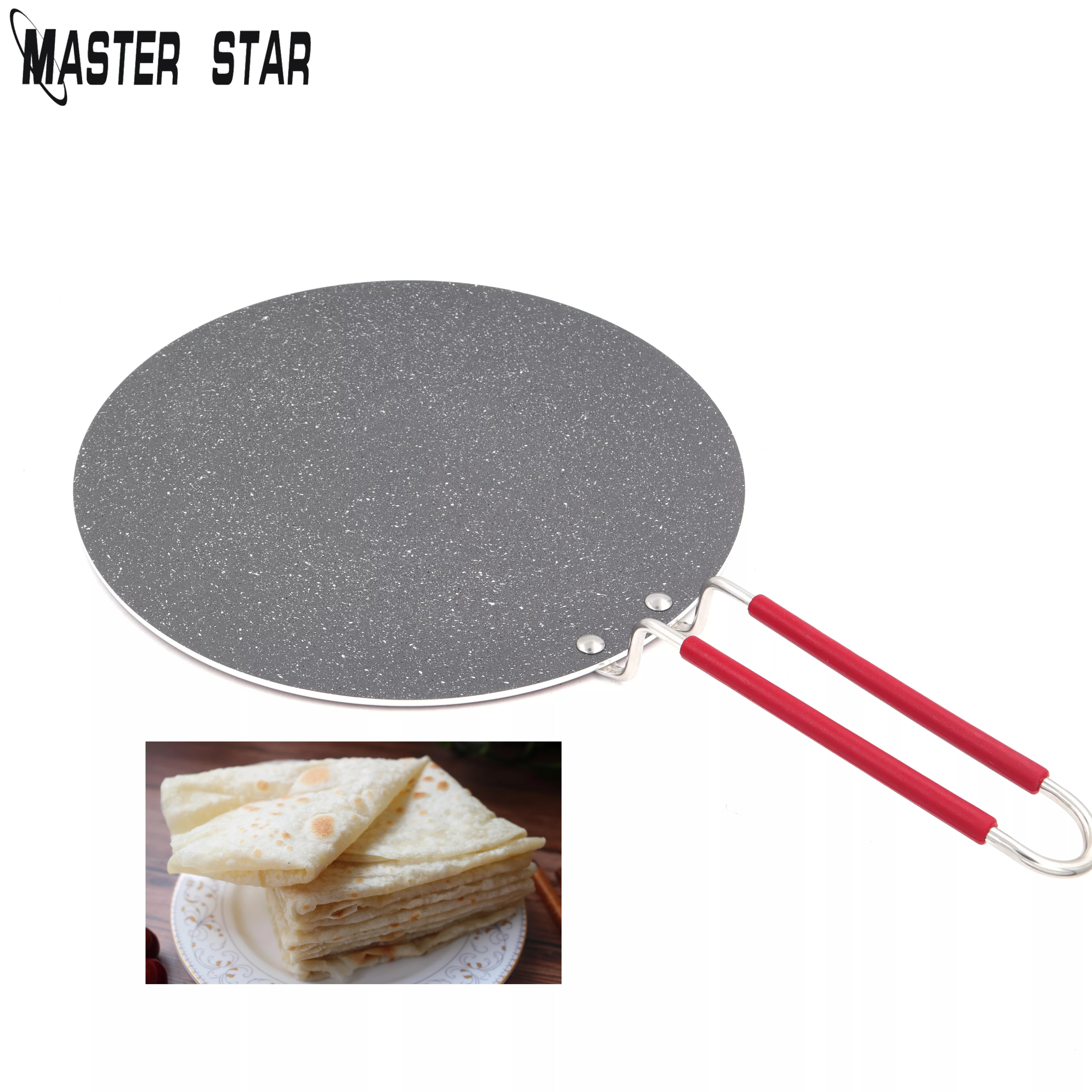 Master Star-Flat Omelet Crepe, Arabian Bread Porridge Pancakes, Aluminum Grill, Frying Pan, Non Stick, Camping Cookwa