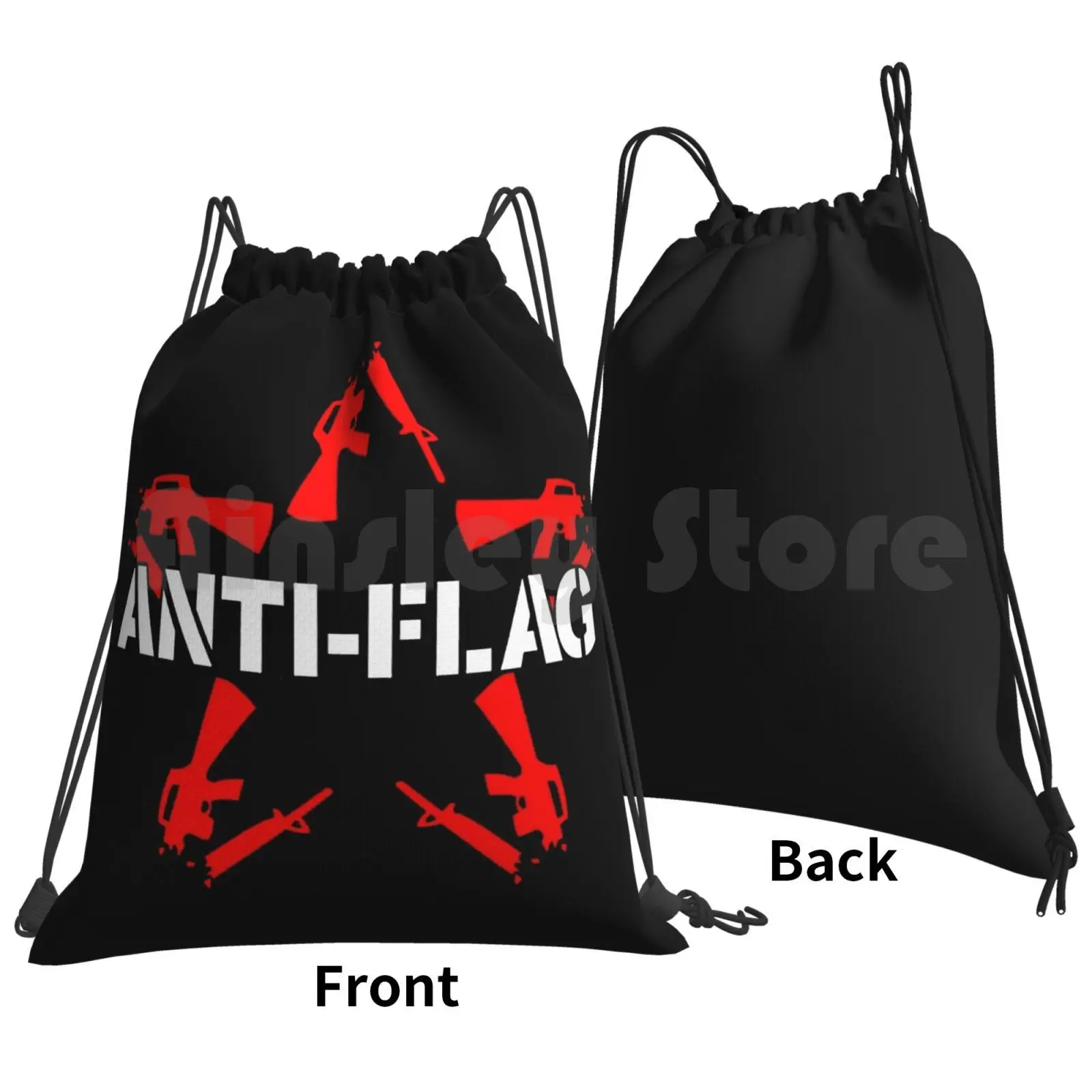 Red Punk Stars Backpack Drawstring Bag Riding Climbing Gym Bag Britpop Soul England English Musician Band Punk Hardcore