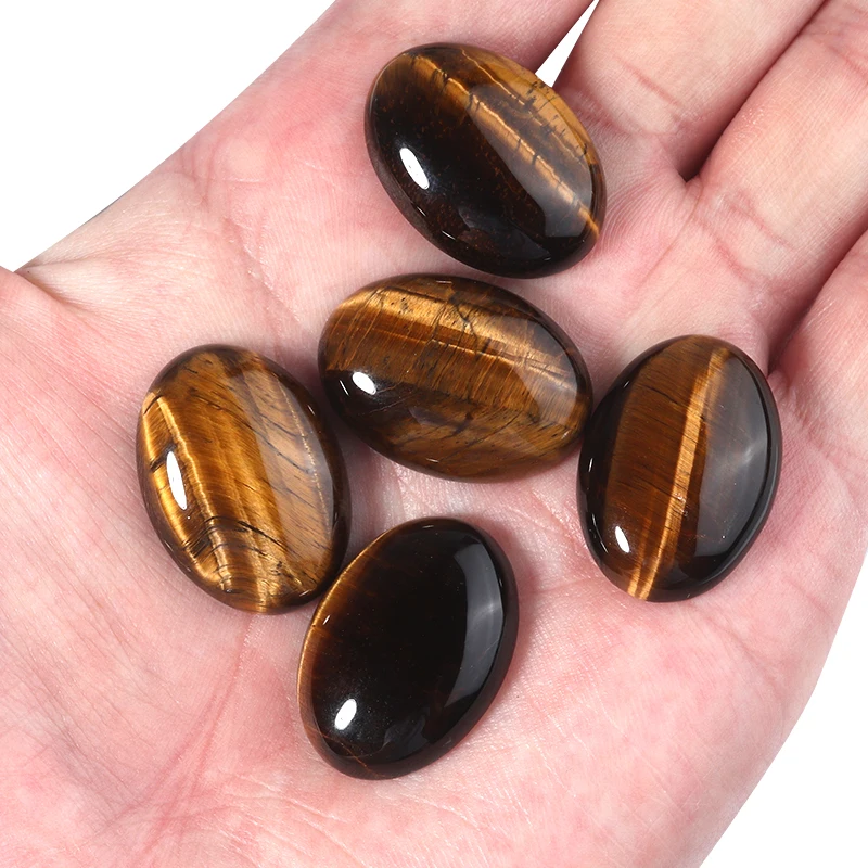 10pcs Natural Stone Oval Flatback 10x14/13x18/18x25mm Tiger\'s Eye Cabochon For DIY Jewelry Making Earring/Barcelet Accessories