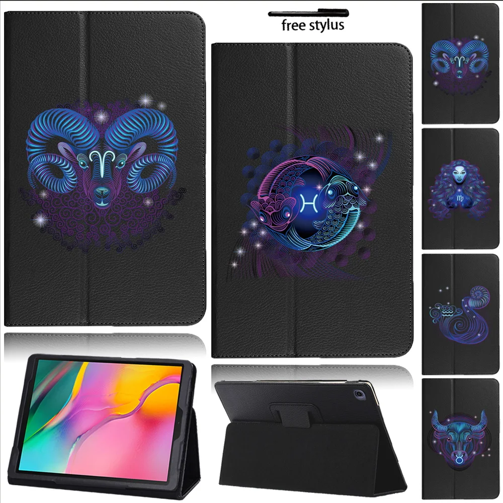 For Samsung Galaxy Tab A 10.1 2019 12 Zodiac Patterns Tablet Cover for Galaxy Tab A 10.1 SM-T510 SM-T515 Case