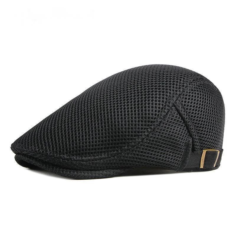 

LTOW 2020 Casual Mesh Beret Hat Men Women Spring Summer Visors Net Breathable Herringbone Flat Cap Solid Peaked Cap Casquette