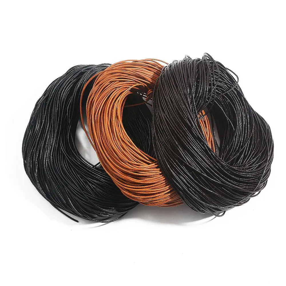 1-6mm Round Leather Rope Cord Dark Brown/Nude/Black Beading Cords Jewelry Findings For DIY Necklace Bracelet Material Supplies