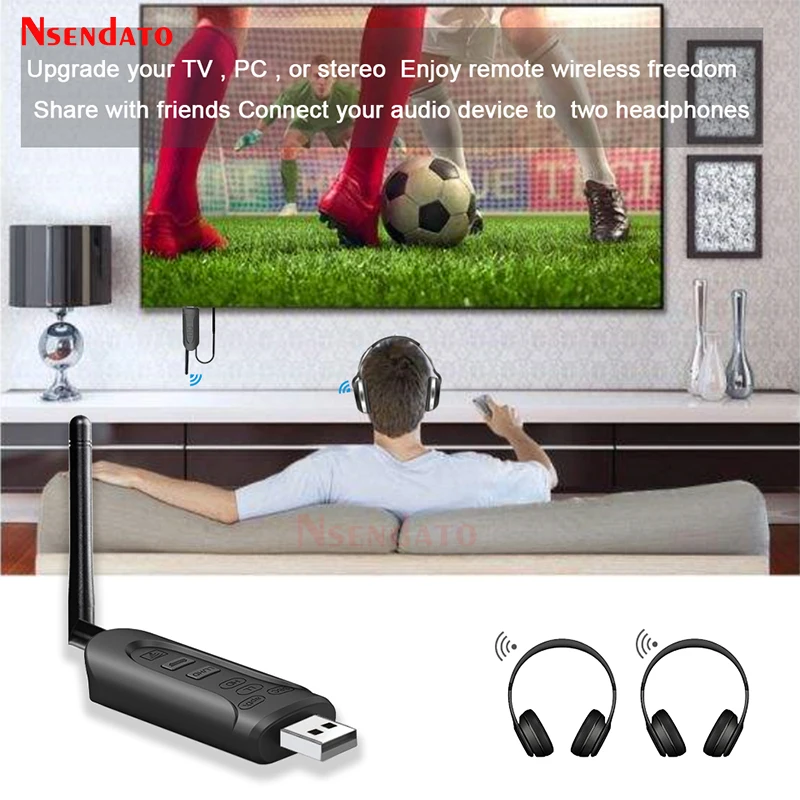 Wireele-adaptador inalámbrico BT 5,0 para TV, PC y PS4, transmisor de Audio de 3,5mm con conector AUX, apt-x, AptX de baja latencia