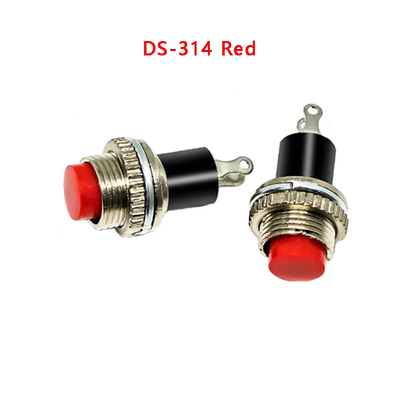 소형 원형 버튼 스위치 잠금 해제, 자동 리셋 초인종 경적 스위치, 전기 스위치 DS-316, DS-314 10mm, 로트당 5 개