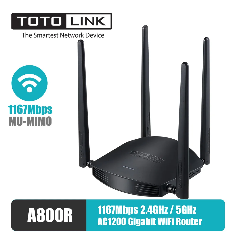 

TOTOLINK A800R 5GHz/2.4GHz Wifi Router1167Mbps MU-MIMO 4*5dBi fixed antennas support mxis unifi time network router