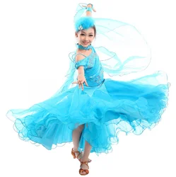 2017 girls modern dance costumes kids ballroom dance dresses standard ballroom dancing clothes Competition standard dance dress