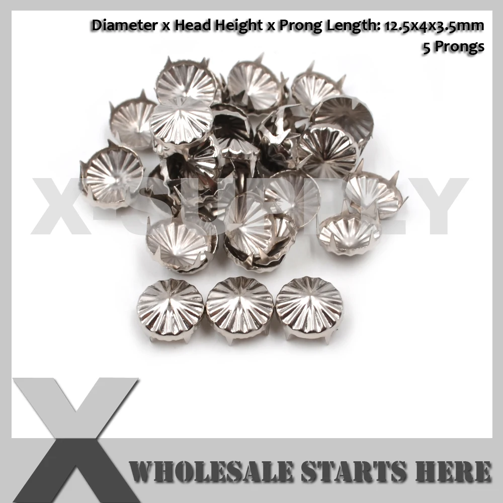 Wholesale Umbrella Cone Prong Rivet Studs With 5 Prongs For Leather Jacket,Shoe,Belt,DIY Craft Decorations