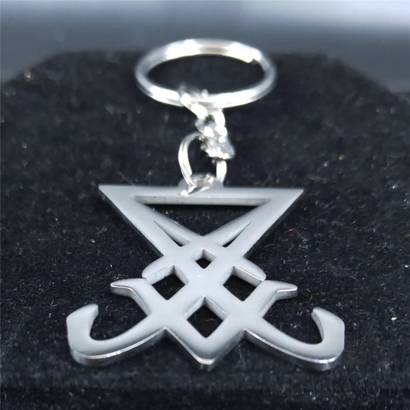 Sigil Church of Satan Stainless Steel Keychain Seal of Lucifer LaVey Hidden Devil Pendant Key Jewelry llaveros mujer K665S03