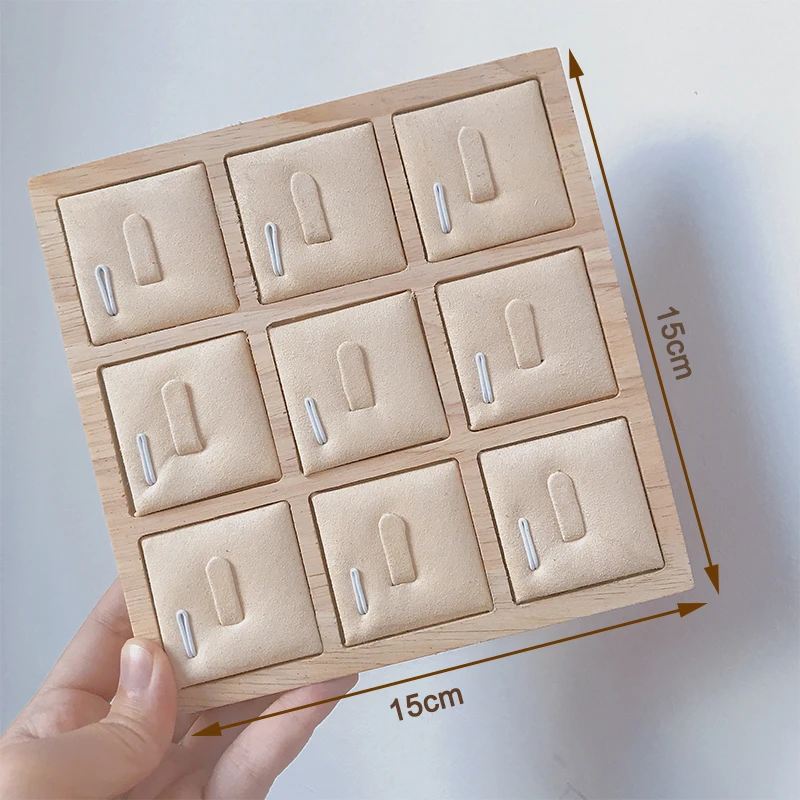 Wooden Jewelry Display Rack Wood Organizer for Necklace Stud Earrings Storage Stands Rings Show Case Trays