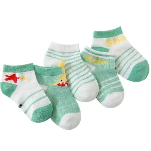 

0-5Y 5Pairs 2021 spring and summer new baby socks mesh breathable children's short tube socks cute cartoon thin baby socks