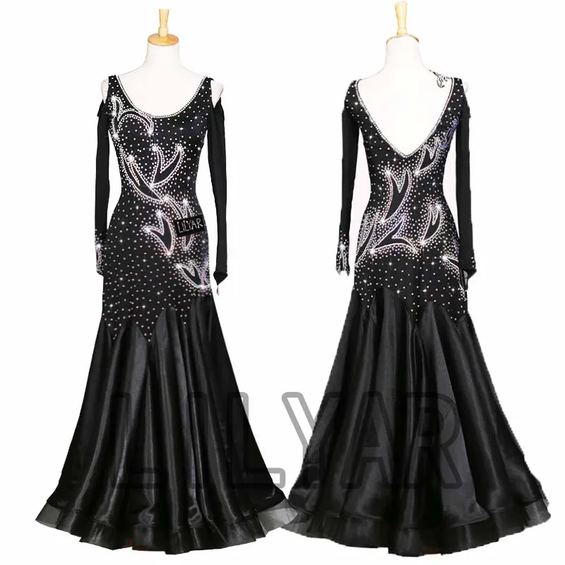 Ballroom Dance Standard Skirt Competition  Costumes Performing Dress Customize Adult Children Sparkly Rhinestones  NE