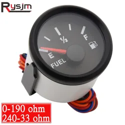 Custom 52mm Auto Brandstofniveaumeter 0-190ohm/240-33ohm Marine Boot Brandstofniveau-indicator meter Voor Auto Vrachtwagen Jacht RV Rode Achtergrondverlichting
