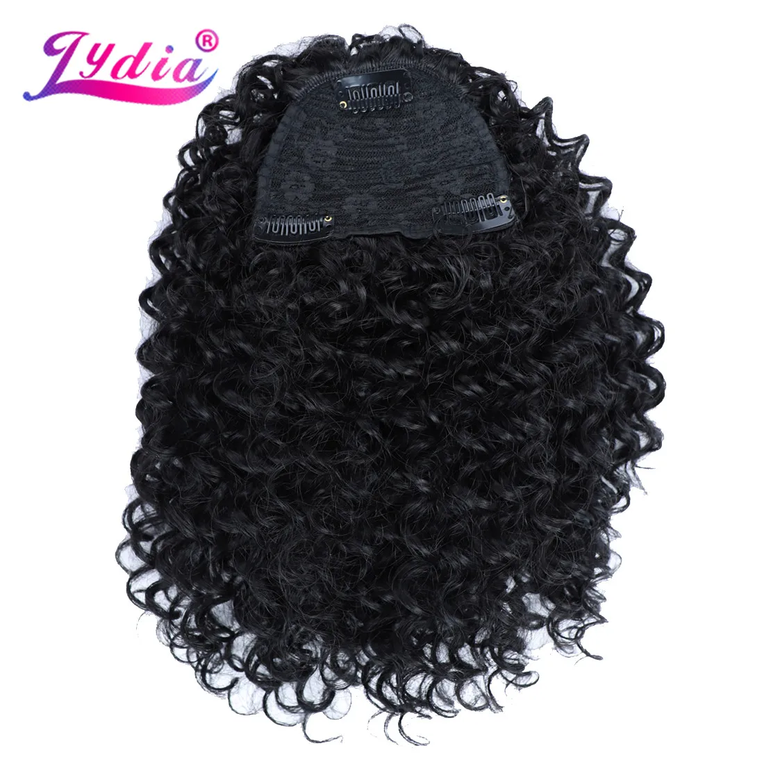 Lydia Synthetic High Puff Afro Kinky Curly Bang One-Side Part Chignon Clips in Hairpiece Extensions 110g/PCS For Ladies Daily