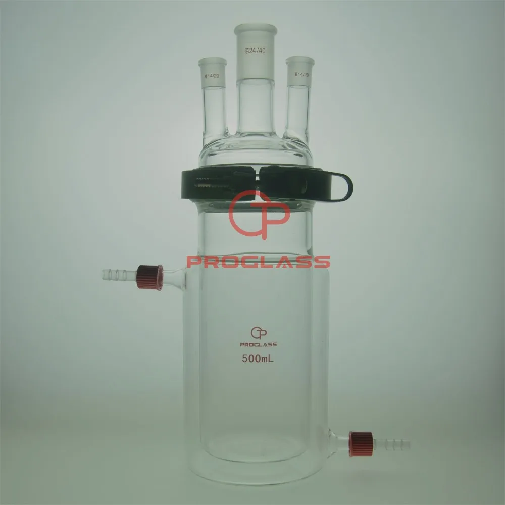 Lab Separate Jacket Reactor,Three Necks with Easy Open PTFE Clamp,1000mL,Customized necks