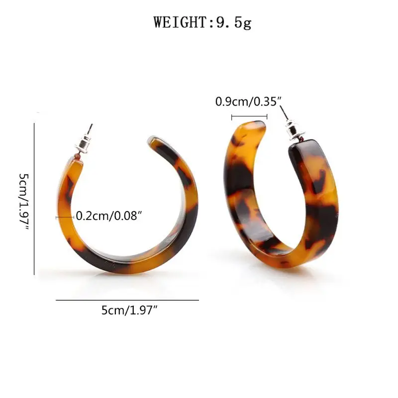 Acrylic Marbled Earring Leopard Round Hoop Earrings Women Tortoise Shell Jewelry