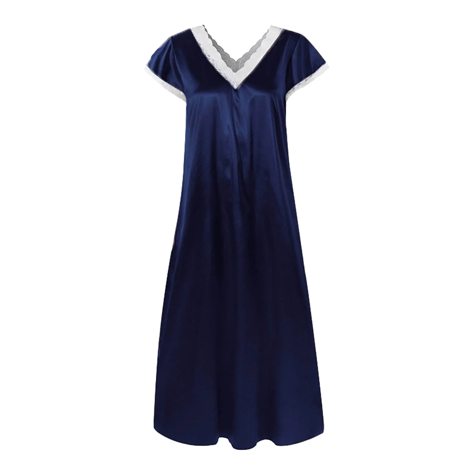 Night Dress Women Short Sleeve V Neck Homewear Long Dress Nightgowns Sleepwear Nachtkleding Vrouwen Night Gown For Women