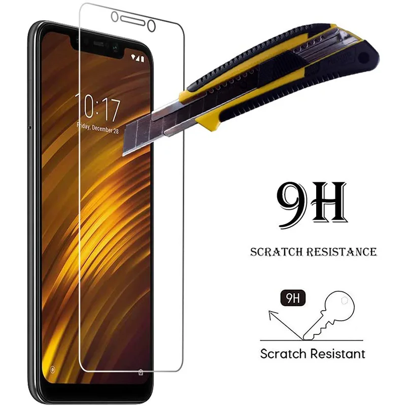 5Pcs Tempered Glass For Xiaomi Pocophone F1 Screen Protector Film For Xiaomi F1 Poco f1 ShockProof Glass Guard 9H Ultra Clear