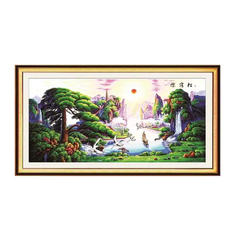 

Guest-greeting pine(2)(wealth edition) cross stitch kit 14ct 11ct count print canvas stitching embroidery kits for audlt