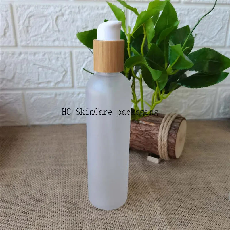 60ml 120ml 150ml  mist spray bottle pet  clear plastic bottle sprayer for cosmetic with bamboo wood cap lotion pump dispenser