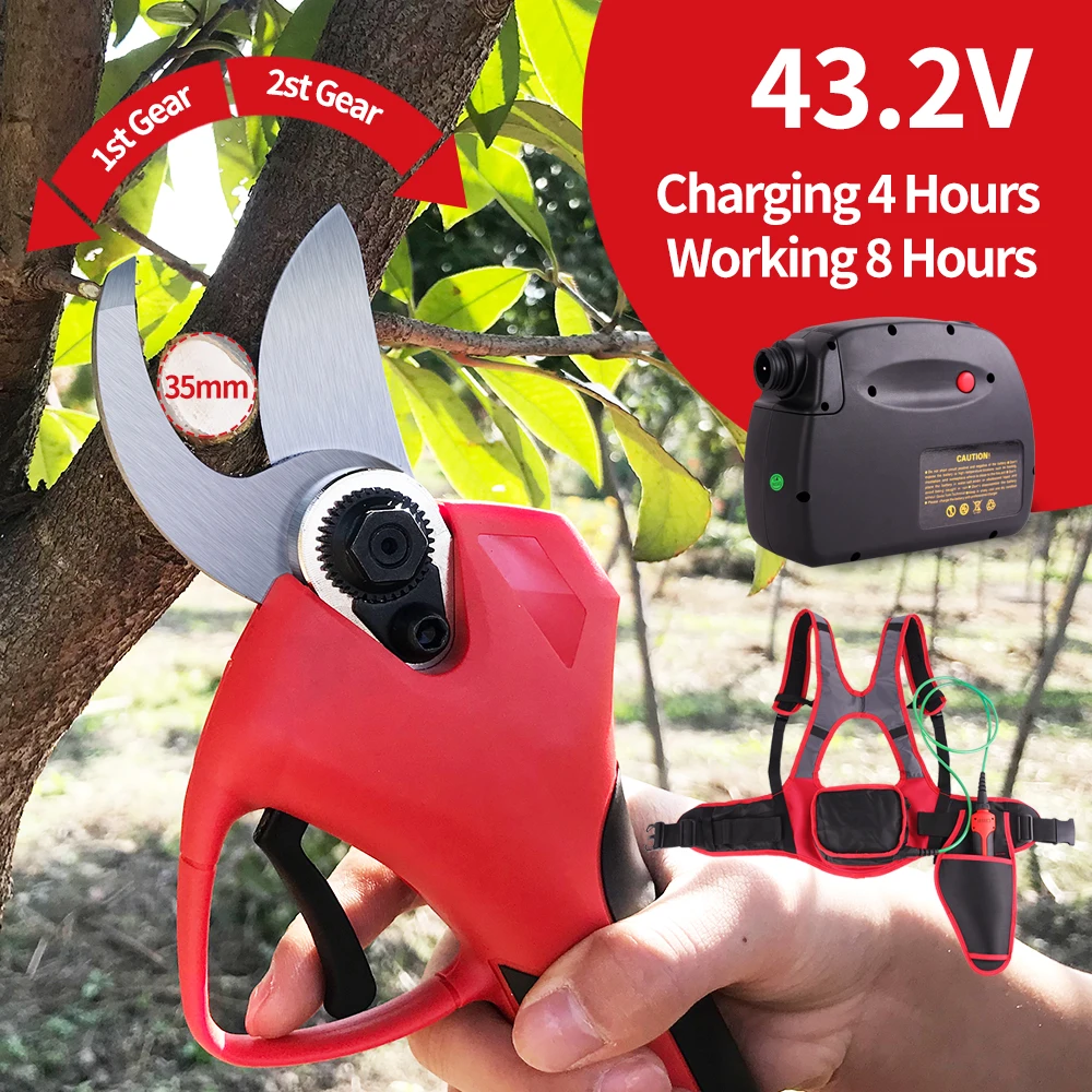 Garden Pruner Scissors 43.2V  Pruning shears electric Brushless Motor Professional Home Garden MAX 3.5mm Lithium Battery