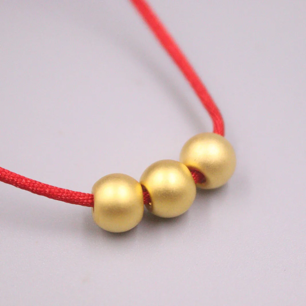 

1PCS Real 24K Yellow Gold Pendant For Women Matte Beads Gold Pendant For DIY Bracelet Gold Bead 8mm/0.45-0.55g