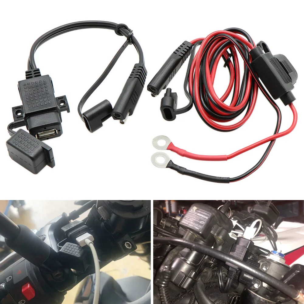 

Nordson DIY SAE to USB Cable Adapter Waterproof USB Charger Quick 2.1A Port with Inline Fuse for Motorcycle Cellphone Tablet GPS