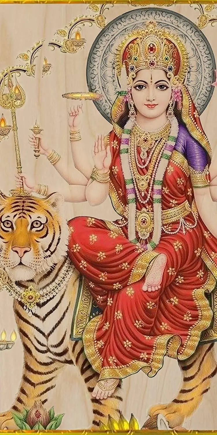 

Religion Hindu Goddess Durga On Tiger，oil On Canvas Can Be Used To Decorate Walls