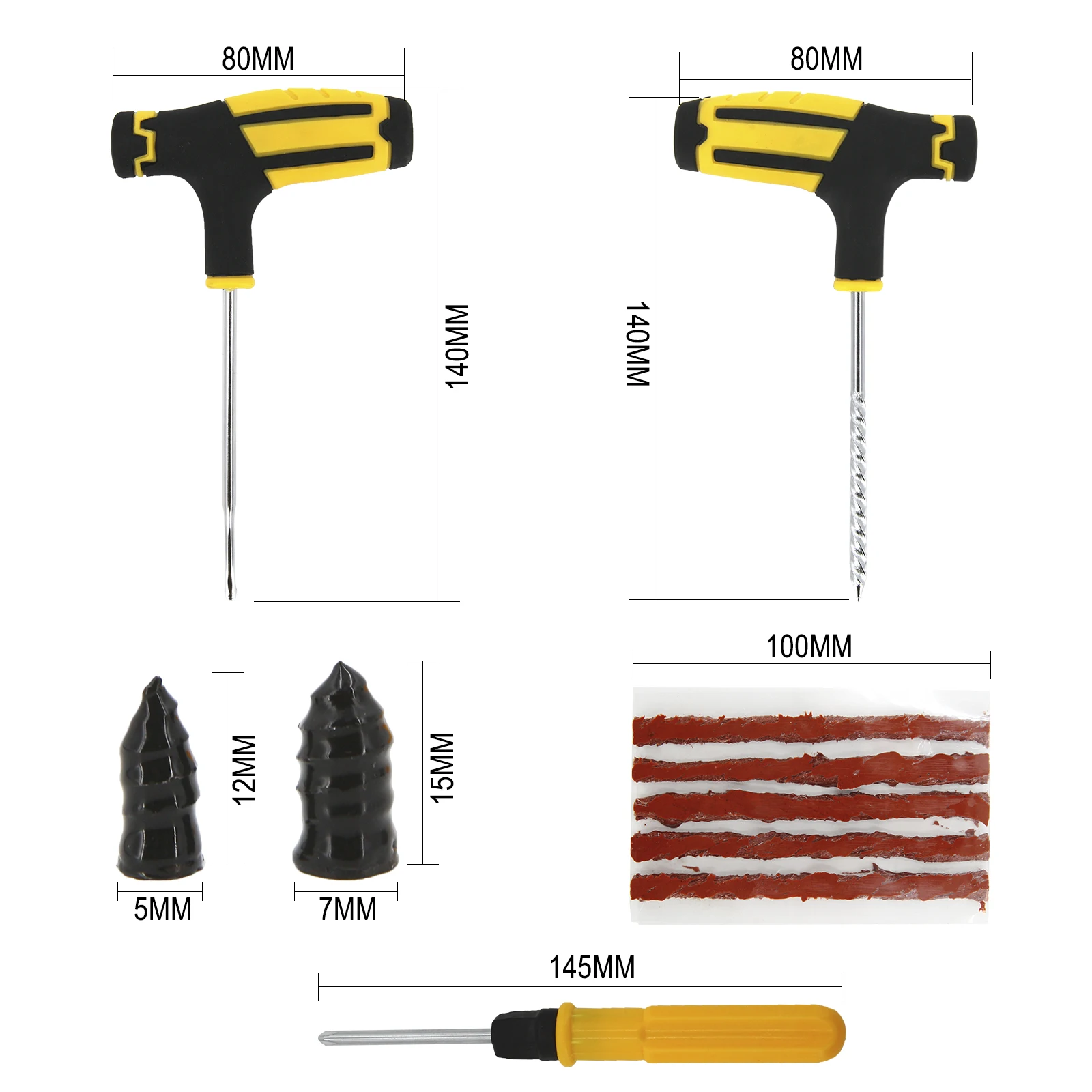 Car Tire Repair Tool Kit Auto Bike Vacuum Tyre Nail Set Motorcycle Scooter Rubber Film Nail for Tubeless Studding Puncture Plug