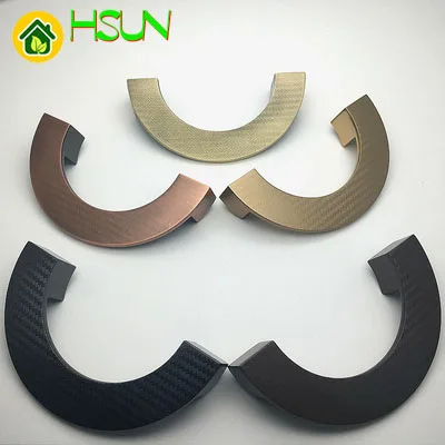 Black green red bronze color minimalist hole distance 96/128mm American wardrobe door semi-circular handle drawer shoe cabine