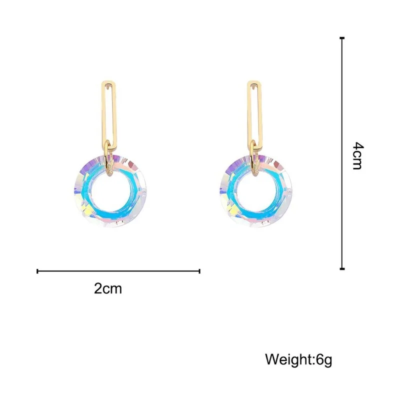 2021 New Design Korean Transparent Colorful Round Pendant Drop Earrings for Women Long Geometric Earrings Party Jewelry